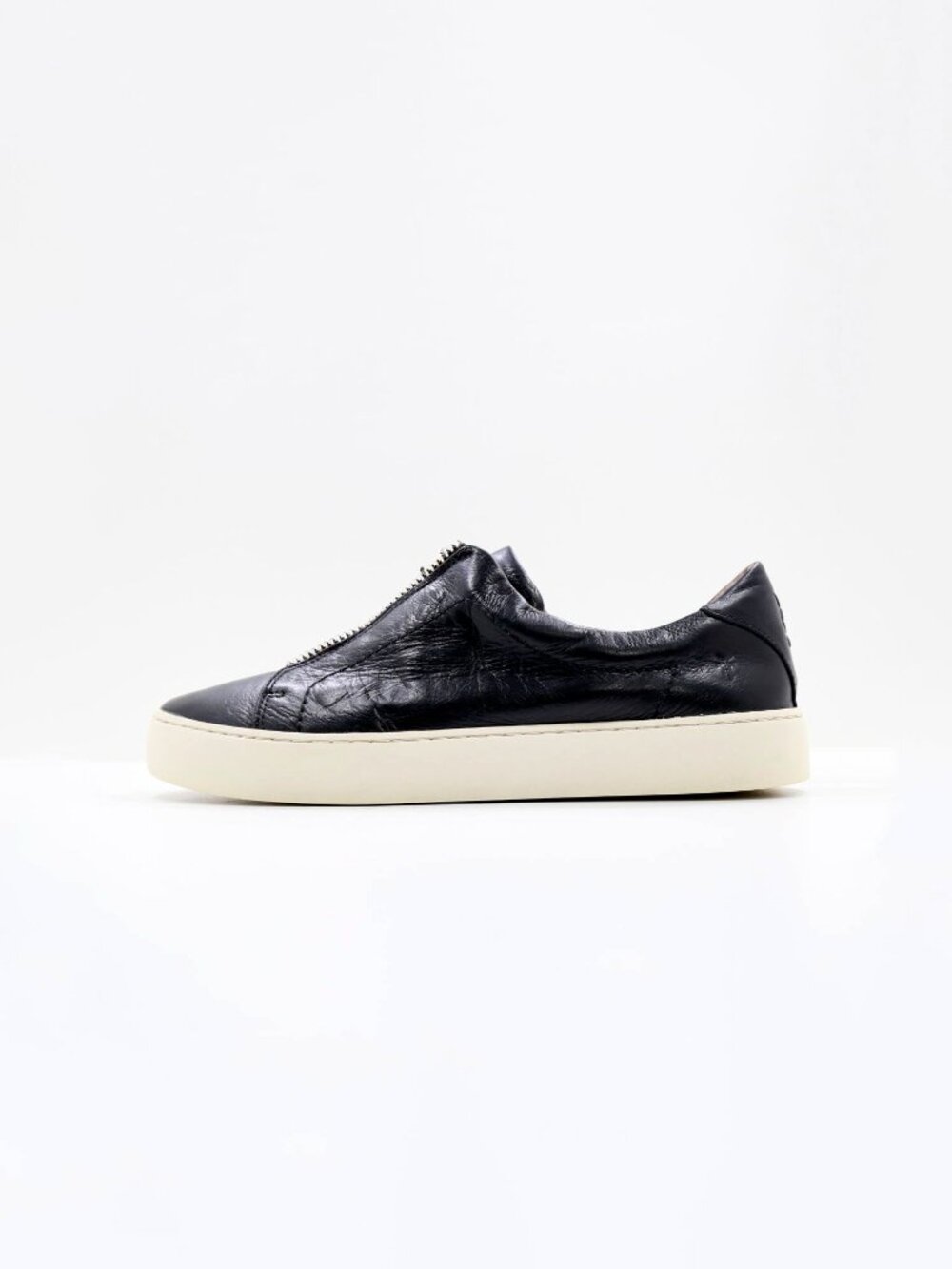 Frye Lena Black Leather Low Zip Top Sneakers - Women's 9